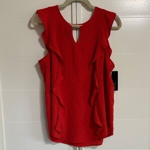 BCX Bold Red Sleeveless Blouse